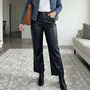 ZARA Women's Black Faux Leather Pants High Rise Straight Leg Style Size 10